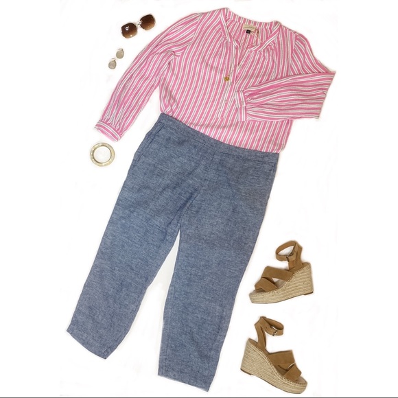 NWT Old Navy Harper Linen Blend Cropped Pants 16 - Picture 1 of 6